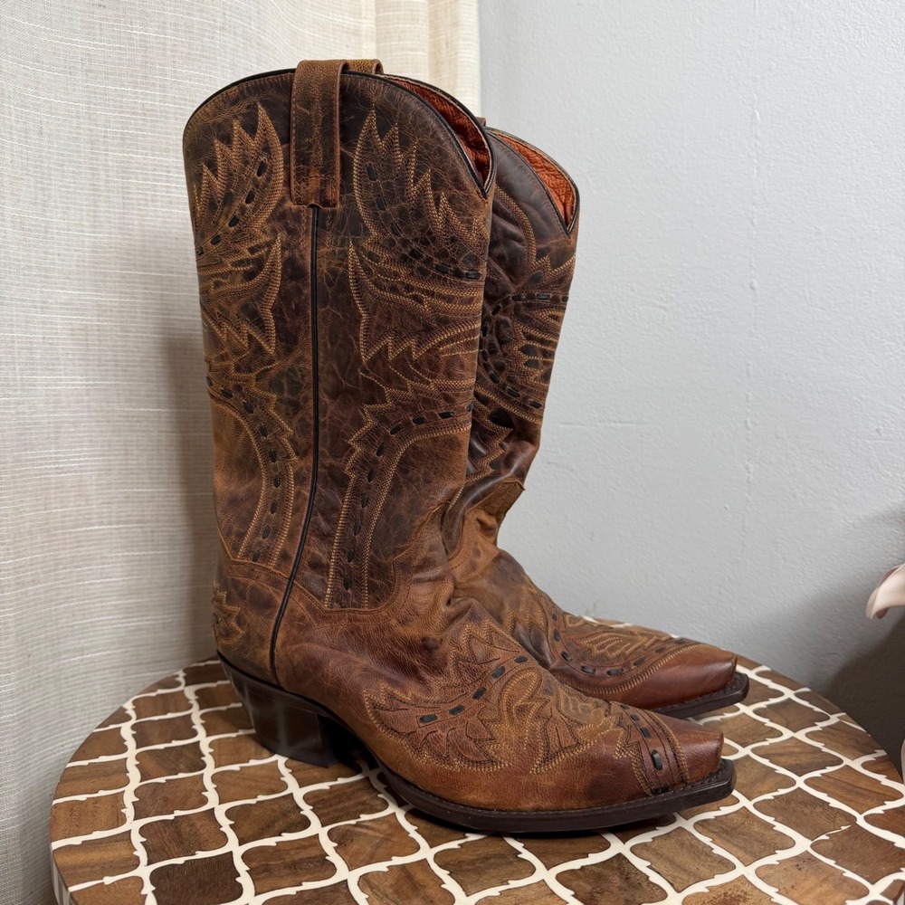 Dan Post Sidewinder Cowboy Boots Western Whipstitch Snip Toe Women's Shoe Size 9